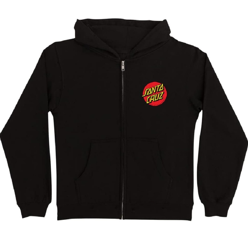 SANTA CRUZ Youth Zip Up Hooded Sweatshirt Classic Dot Skate Zip Up Sweatshirt